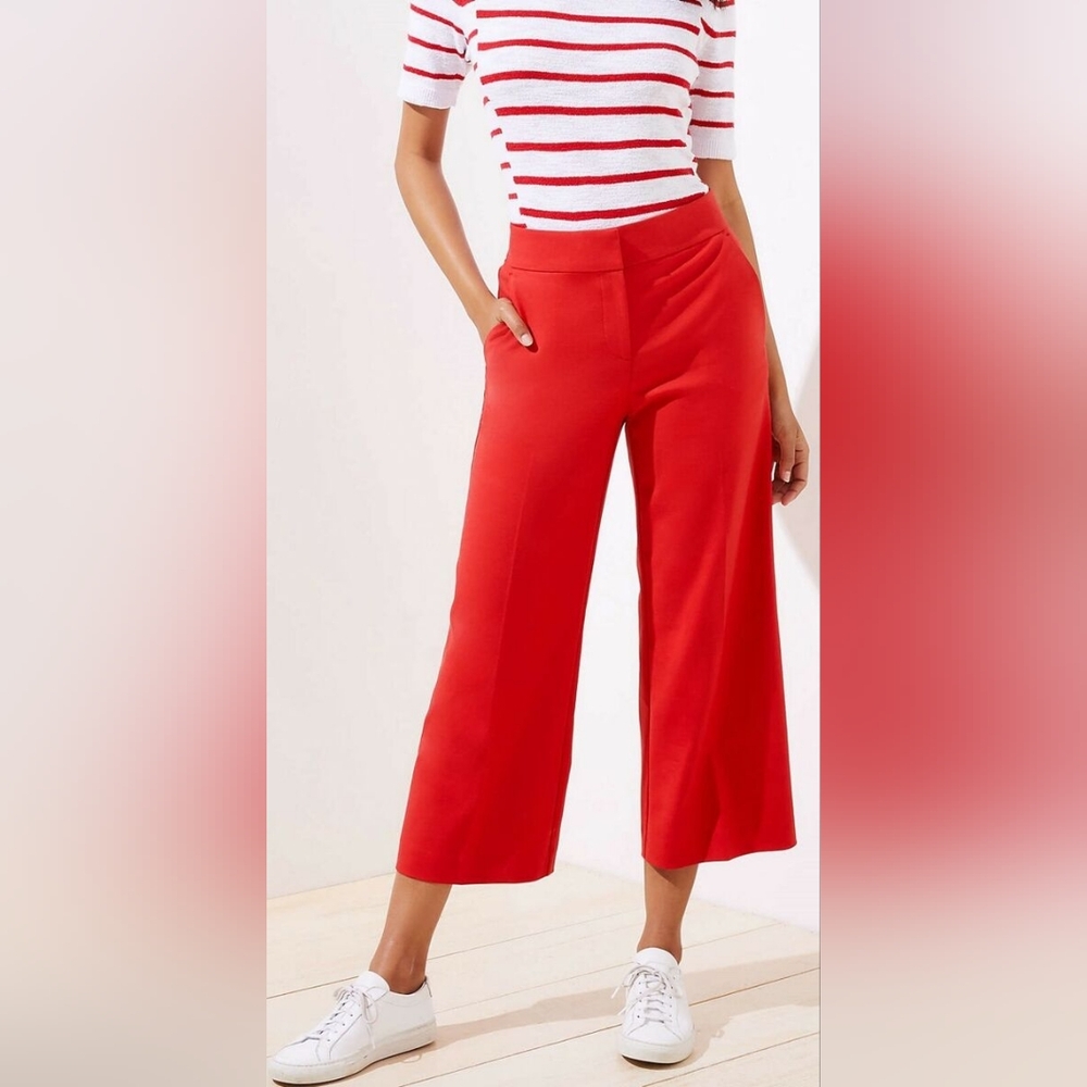 Ann Taylor Hot Pink Cropped Pants Size 8 | Stretchy Stylish Capris. Work busines - Picture 2 of 4